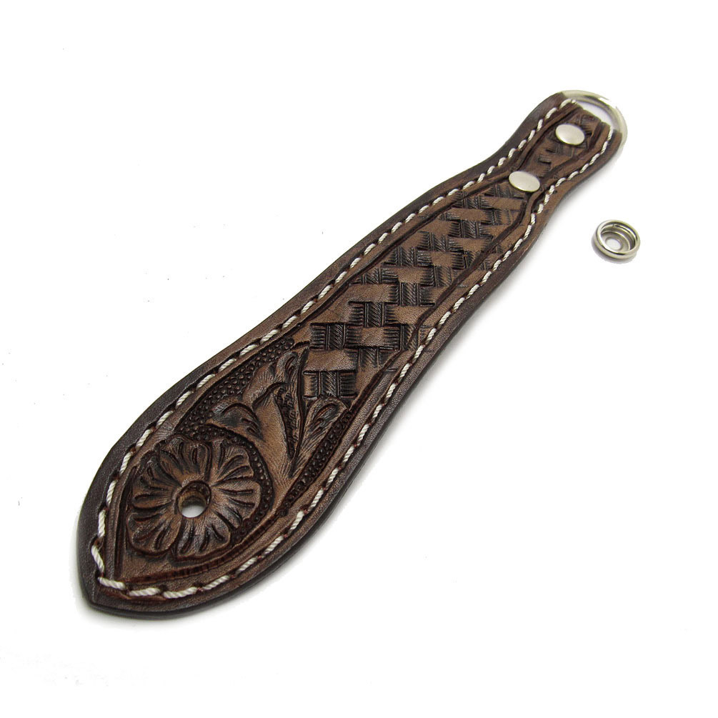  Carving leather belt loop key holder original leather D can belt loop only leather belt men's lady's bag charm dark brown 