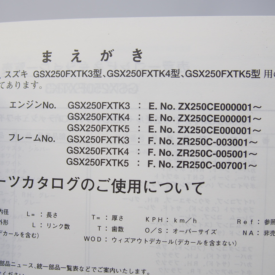 ネコポス送料無料/3版GSX250FXTパーツリストZR250CスズキGSX250FXTK3/GSX250FXTK4/GSX250FXTK5_画像3