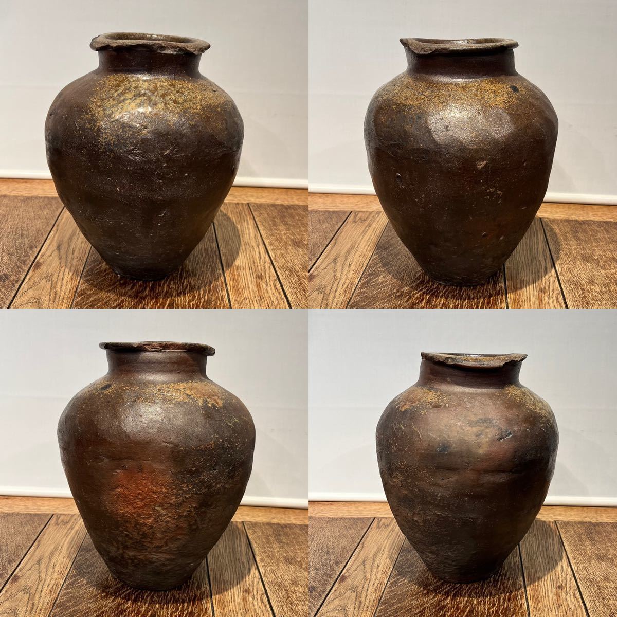 蔵出 室町時代 美しい意匠の古常滑焼 壺 自然釉初出品 時代物花器茶室 ...