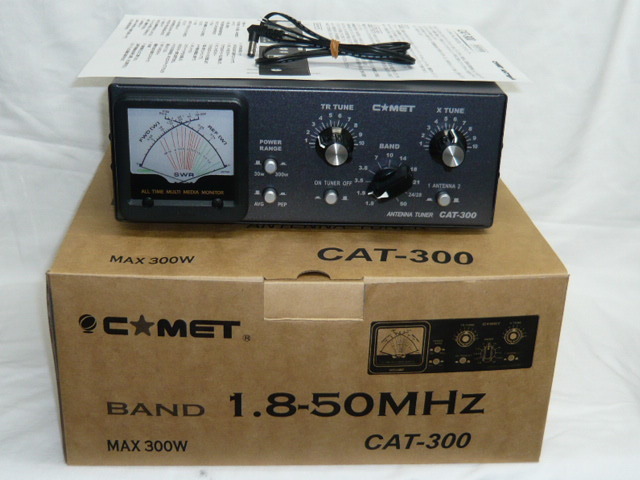 ②CAT-300 コメット アンテナチューナー 取扱説明書 照明用コード 元箱付 1.8-56MHz 300W (PEP)品② 
