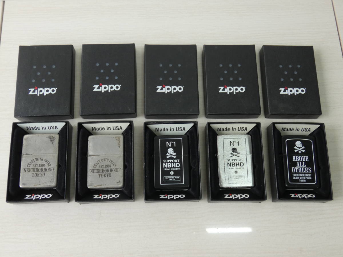 ☆NEIGHBORHOOD ネイバーフッド ヴィンテージ加工 ジッポ- ZIPPO ライター スカル USA まとめ 5点セット 火花〇 z02551 