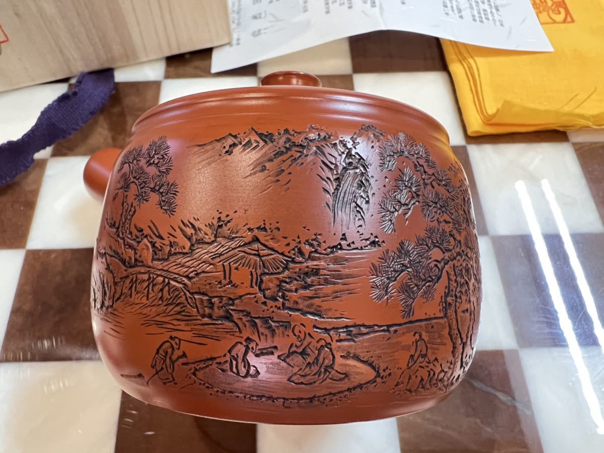 常滑名匠昭邨古作 昭和45年頃古作 山水模様朱泥急須 | isn-india.org