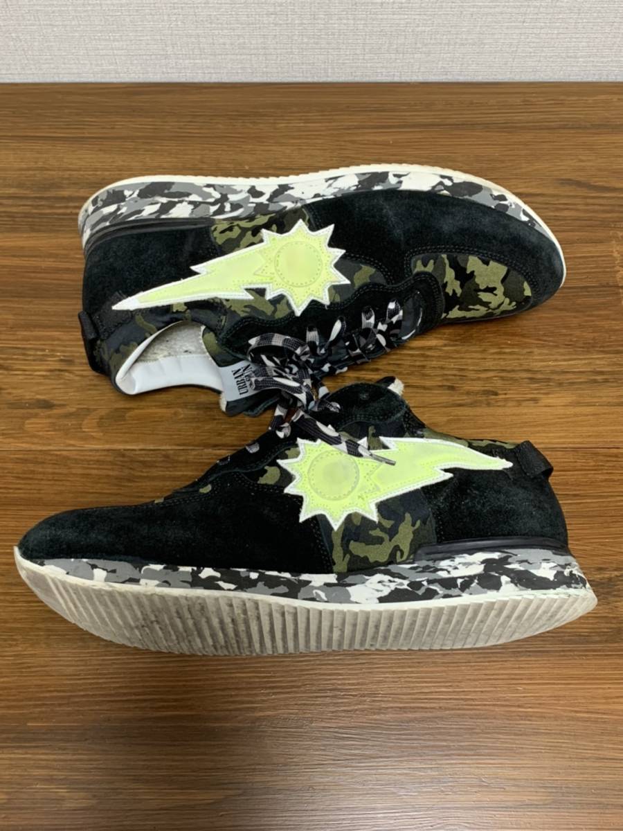 [URBAN SUN] regular price 39,600 ANDRE camouflage switch low cut leather sneakers 43 black Italy made Andre urban sun 