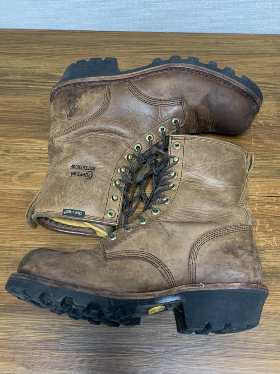 [CHIPPEWA] CHIP-A-TEX ROGGER BOOTS leather roga- boots 9M Vibram sole USA made Chippewa 
