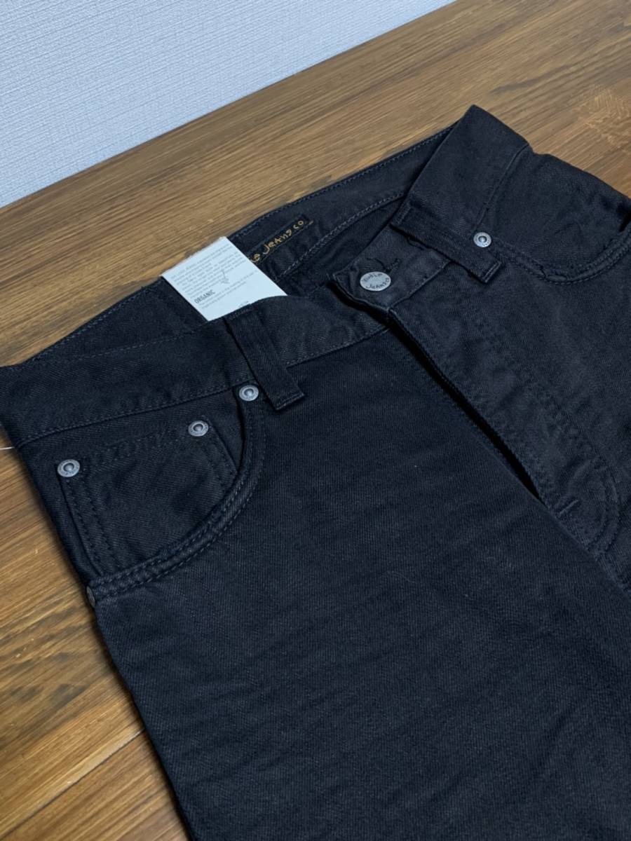 未使用☆[Nudie Jeans] 定価42,900 Loose Leaf 669 リペア加工 スキニーデニムパンツ 26 ブラック イタリア製 ヌーディージーンズ_画像3