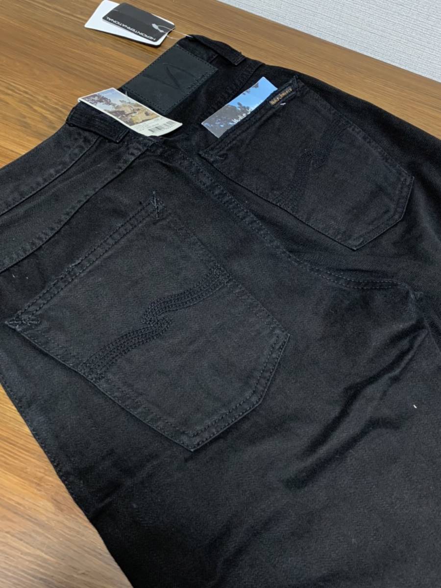 未使用☆[Nudie Jeans] 定価42,900 Loose Leaf 669 リペア加工 スキニーデニムパンツ 26 ブラック イタリア製 ヌーディージーンズ_画像5