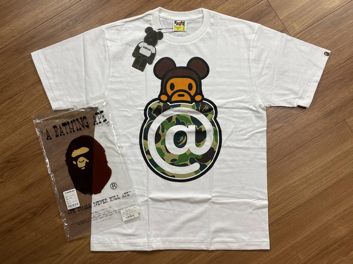 78 未使用品 MEDICOM TOY BE@RBRICK × A BATHING APE アベイシングエイプ ベアブリック BE@RTEE Tシャツ 1st camo 猿迷彩 サイズL_画像1