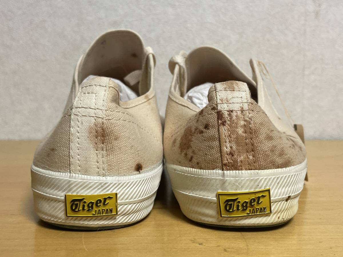 17 unused goods 60s 70s Onitsuka Tigeronitsuka Tiger tennis shoes Gold Tiger canvas sneakers 25.5cm dead 