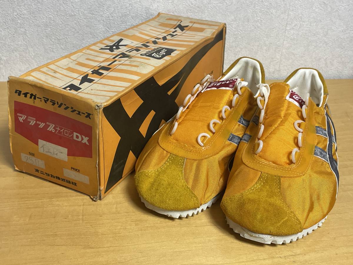 41 не использовался товар 60s 70s Onitsuka Tigeronitsuka Tiger марафон обувь ma LAP нейлон DX желтый спортивные туфли 25cm dead 