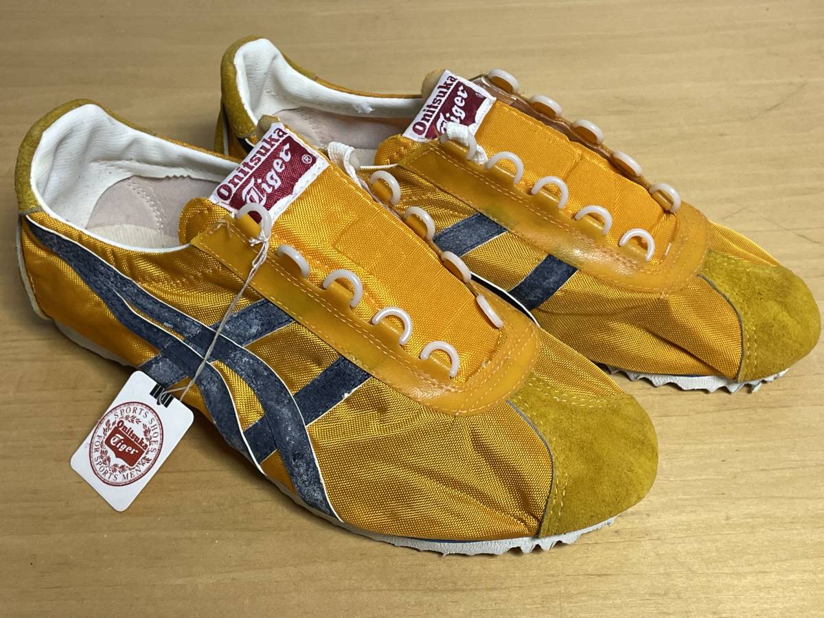 42 unused goods 60s 70s Onitsuka Tigeronitsuka Tiger marathon shoes ma LAP nylon DX yellow sneakers 25.5cm dead 