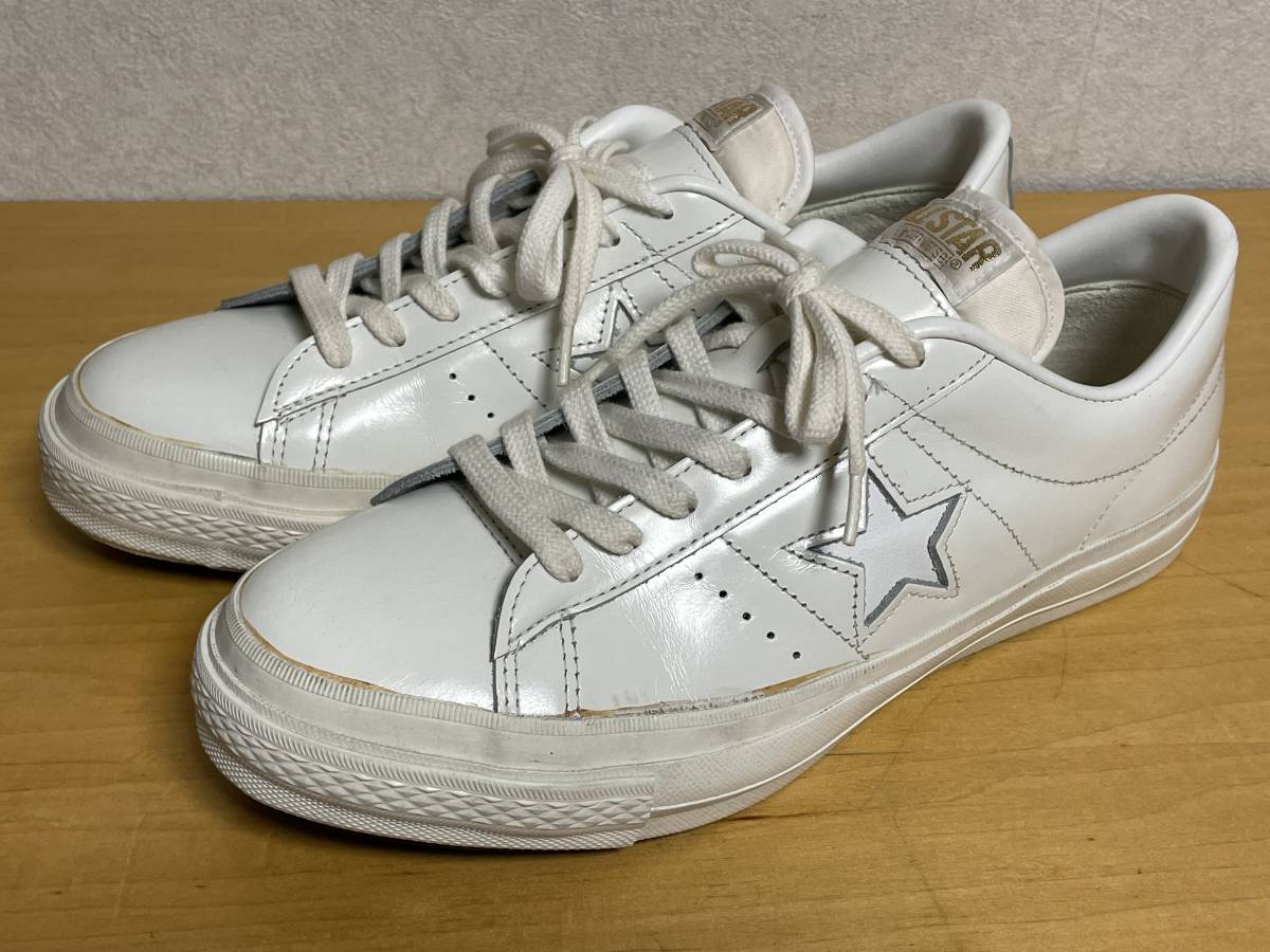 未使用品 初期日本製 CONVERSE コンバース ONE STAR OX ワンスター レザー オールホワイト 白 US8 26.5cm_画像1