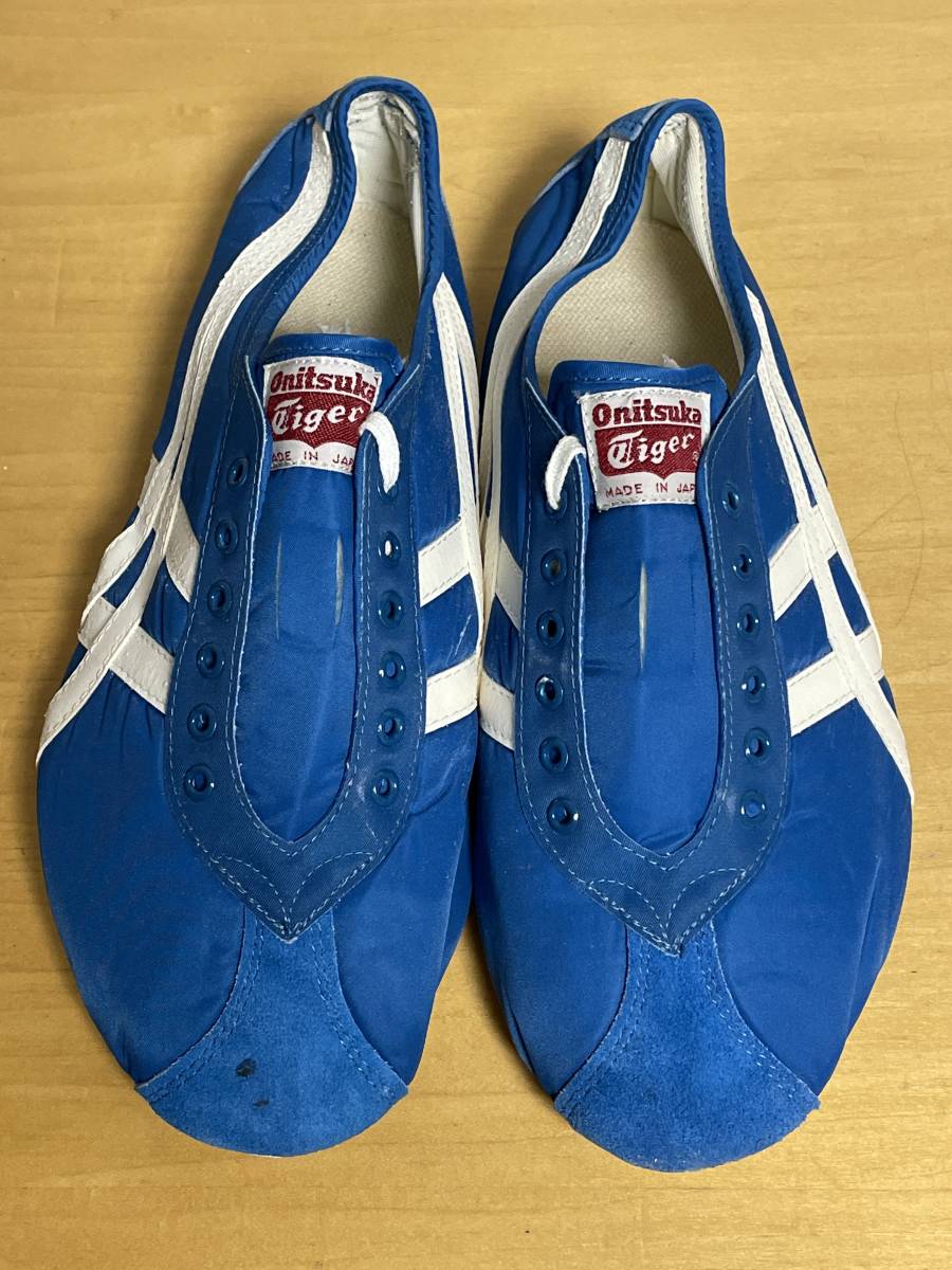 37 unused goods 60s 70s Onitsuka Tigeronitsuka Tiger marathon shoes ma LAP nylon DX blue sneakers 25.5cm dead stock 