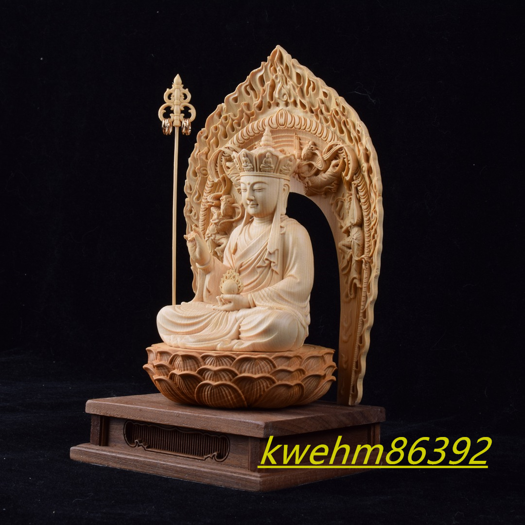 最高級 木彫仏像 地蔵菩薩 座像 彫刻 一刀彫 仏像 天然木檜材 仏教工芸品_画像8