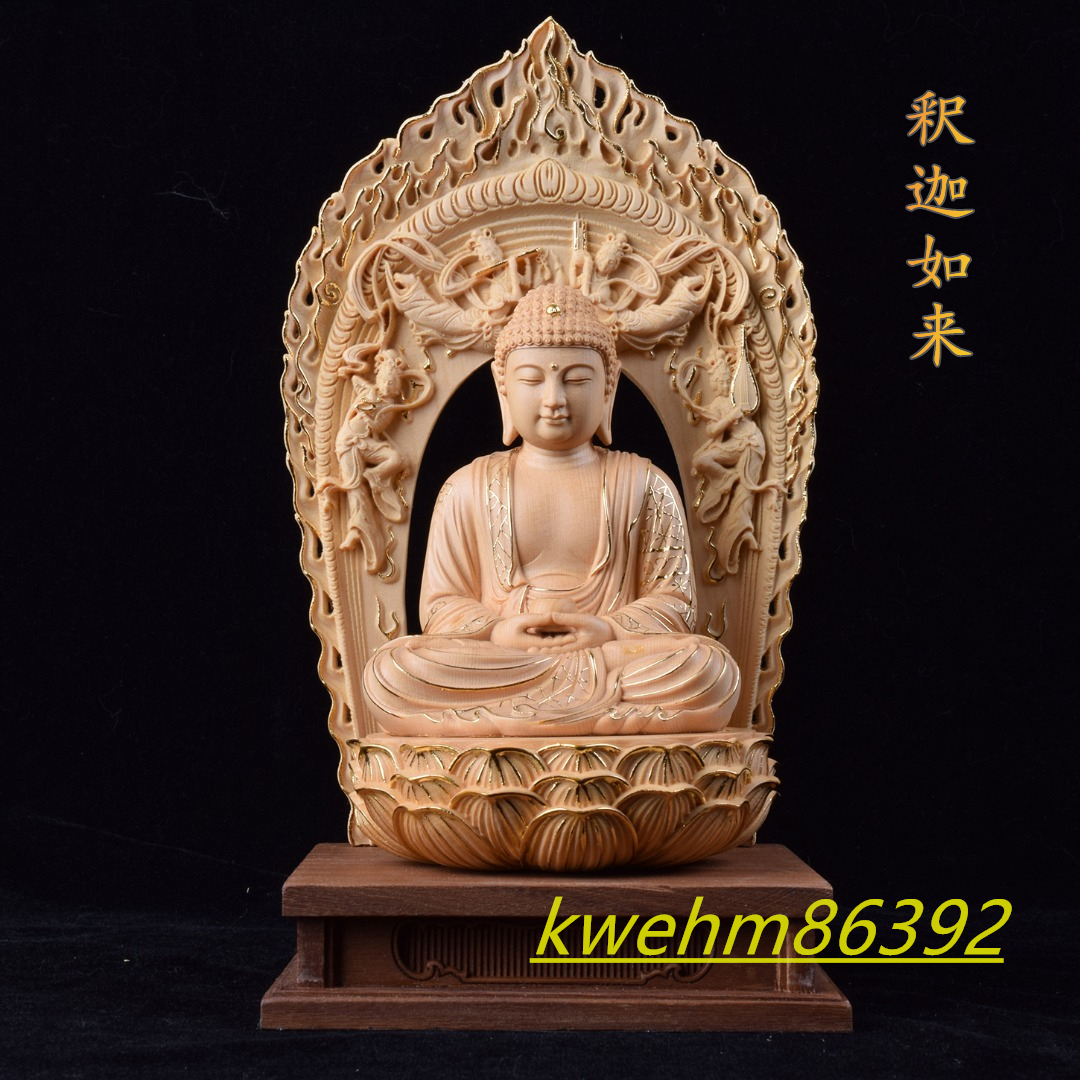 人気商品販売中 極上彫 木彫仏像 柘植材 ご利益 仏壇仏像 彫刻 勢至 