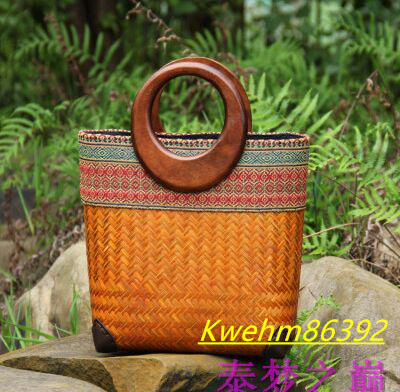 手作り 竹で編んだ 手提げ 手付籠 バッグ 自然に回帰する 女のカバン 手提げ袋