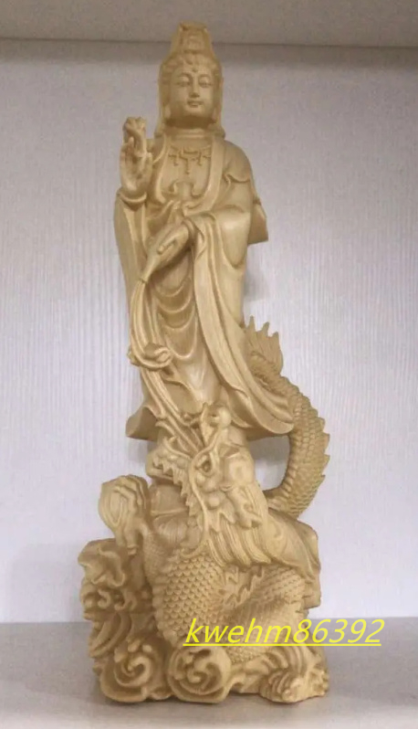 木彫仏像 御龍観音菩薩座像 彫刻 仏教工芸品 仏師で仕上げ