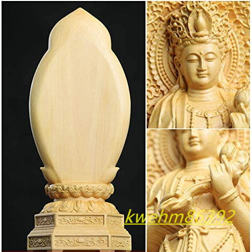 木彫り 仏像 阿弥陀三尊立像 彫刻 仏教工芸品 柘植材 仏師で仕上げ