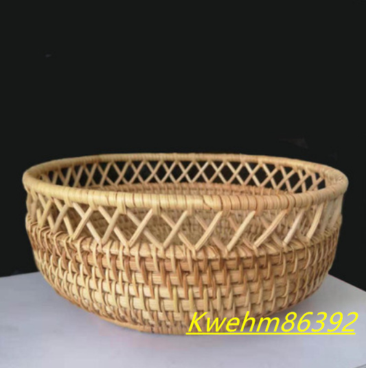 竹製品 職人手編み 丸い形 工芸品 菜かご 便攜