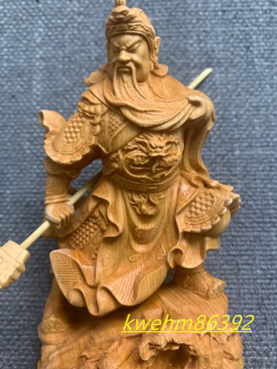 木彫 置物 関公 立像 武財神 彫刻工芸品_画像2