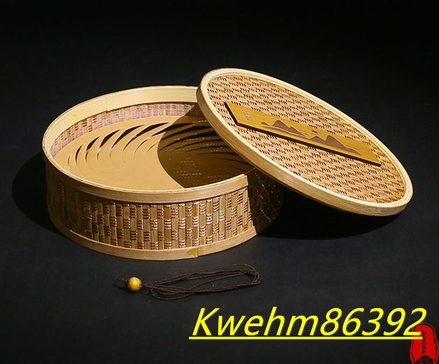 竹で編んだかご 収納ボックス 收納盒 竹細工 茶道具籠_画像2