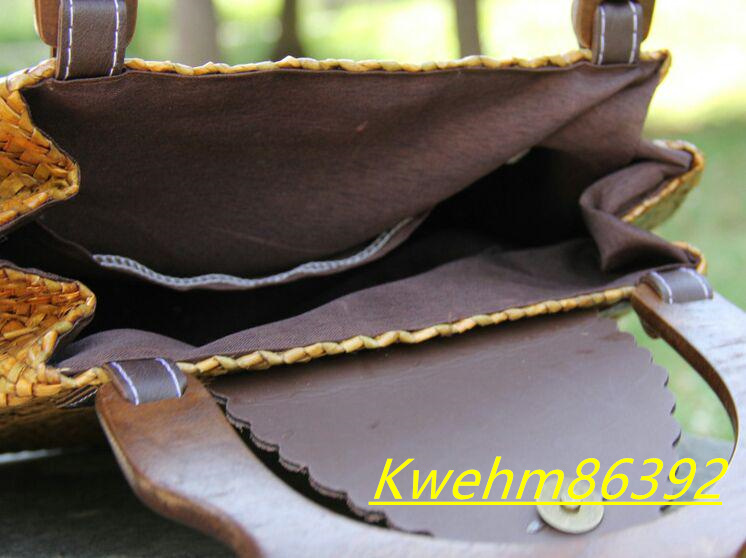 手作り 藤で編んだ バッグ 手提げ袋 ビーチバッグ 自然に回帰する_画像2