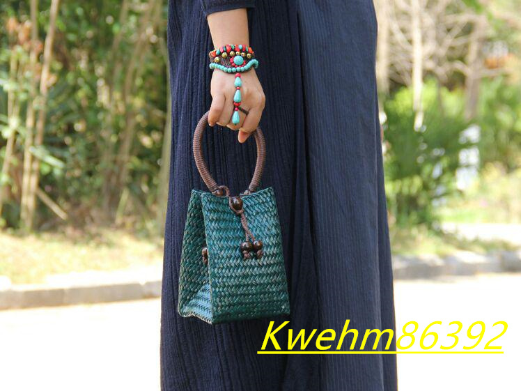 手作り 藤で編んだ 自然に回帰する 女のカバン 手提げ袋 ビーチバッグ_画像3