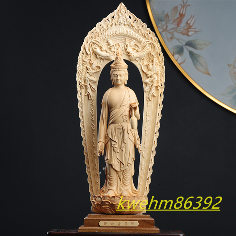 最高級 木彫仏像 阿弥陀三尊立像 彫刻 一刀彫 天然木檜材 仏教工芸
