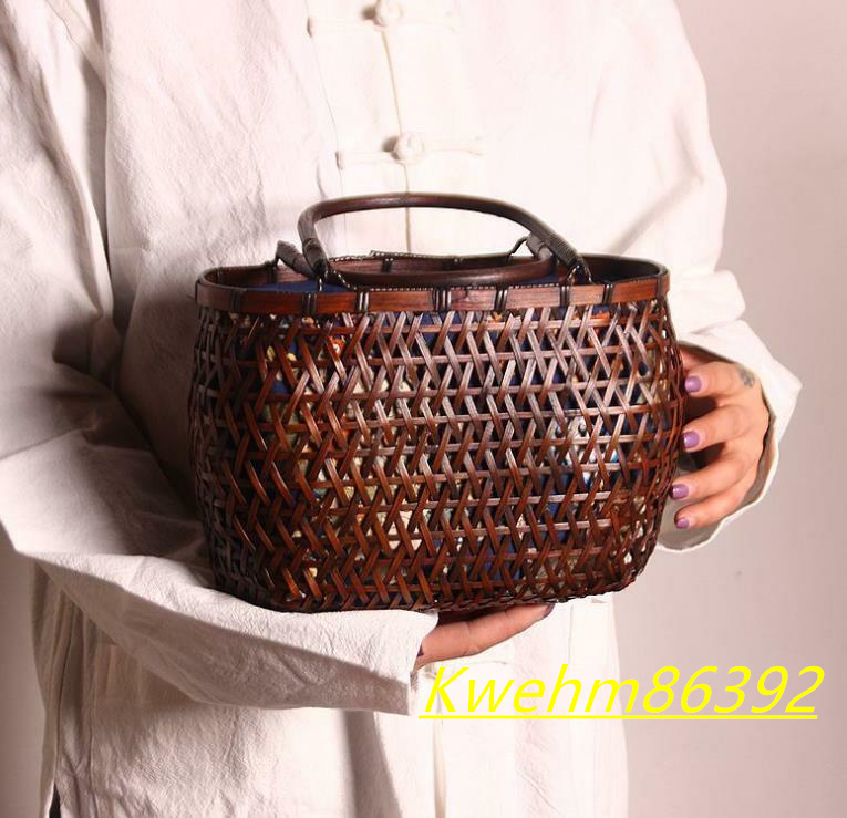 職人手作り古風竹編みバッグ小物入れ籠ハンドバッグ商品细节| Yahoo