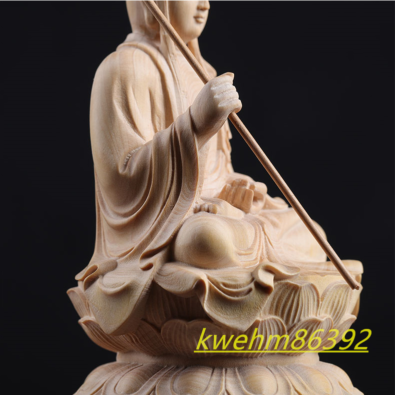 木彫仏像 三面娑婆三聖座像 彫刻 仏教工芸品 柘植材 - 彫刻