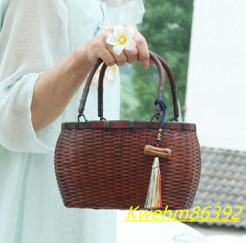 竹細工 便攜 竹製品 手提げ 買い物カゴ バスケット 職人手作り