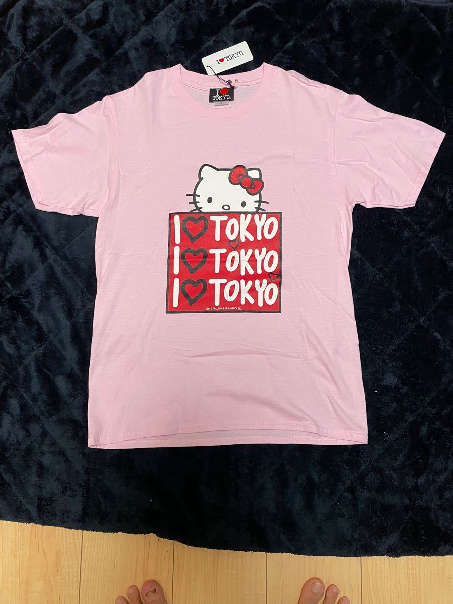 週末限定価格　ハローキティ　I LOVE TOKYO デザイン半袖Tシャツ　サンリオ　ピンク