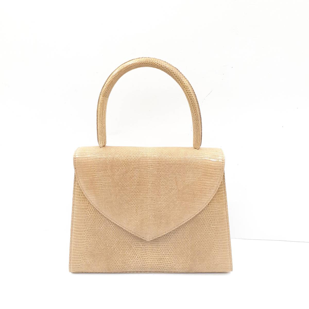 □ 【美品】YSL イヴサンローラン リザード ハンドバッグ ベージュ