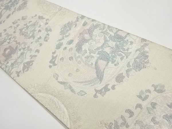 気質アップ】 宗sou 孔雀に花唐草模様織出し袋帯【リサイクル】【着
