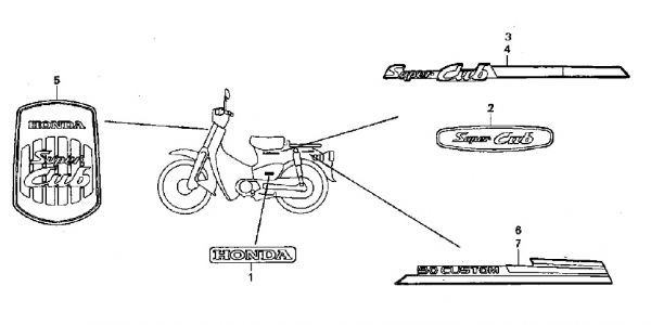 C90 DX ホンダ純正 レッグシールド NH362R ココナッツホワイト C50 C70 HA02 スーパーカブ デラックス STD 送料1200円～ 丸ライト　.gbjn_HA02　F-31-2　エンブレム