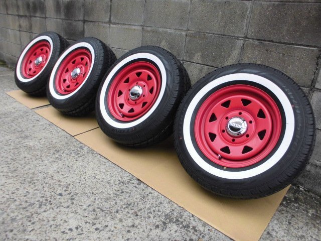 200系 ハイエース レッド 新品 IRON HEAD ホイール ホワイトリボンタイヤ 4本 6H-139.7 15インチ 215/70R15C 109/107Q 8PR 2022年 デイトナ_画像3