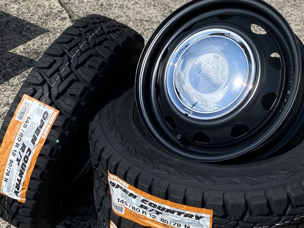 送料無料/おシャレ鉄ちん 12インチ3.5J+34 TOYO R/T 145/80R12 80/78N クロームCAP ハイゼット/キャリィ/エブリィ/N-VAN/軽バン/軽トラ_画像4