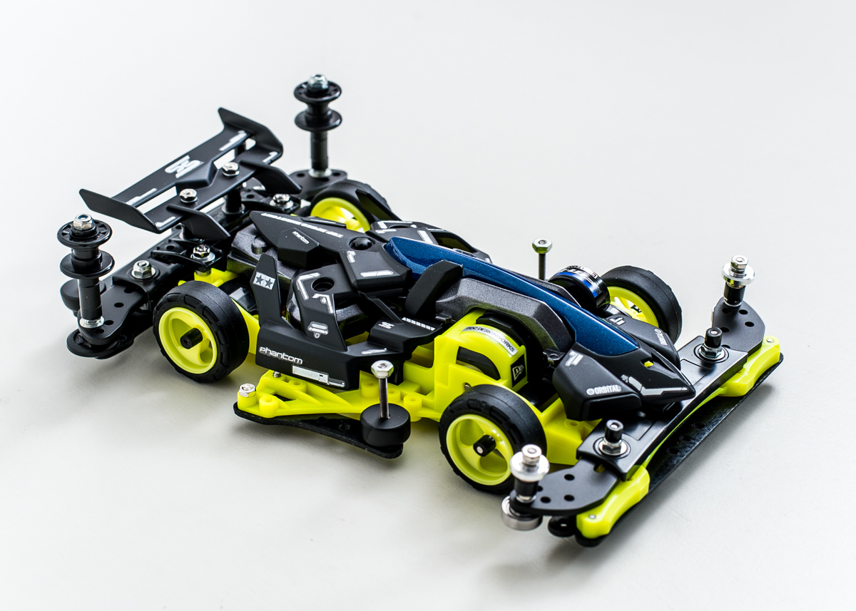 ミニ四駆★マッハフレーム FM-A完成品 BLK/YL 小径SH・スラダン・塗装済み
