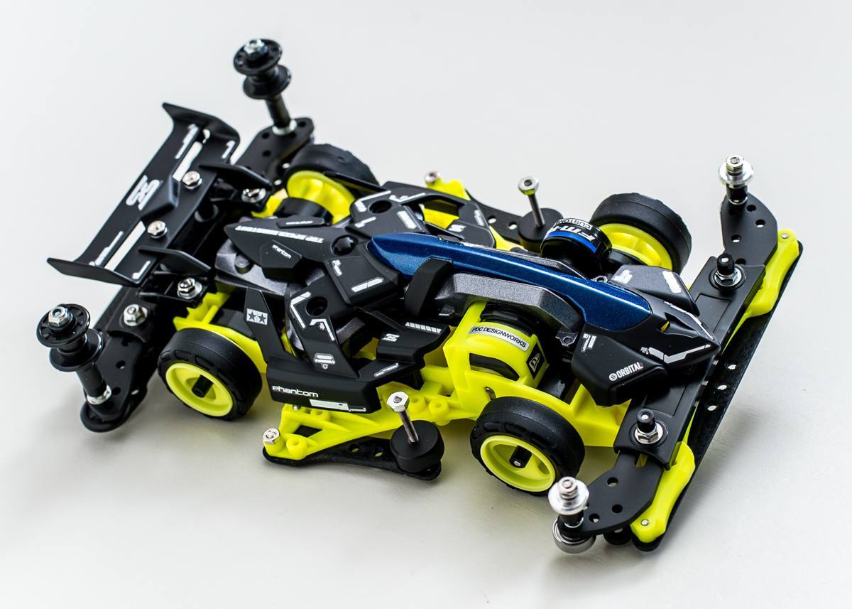 ミニ四駆★マッハフレーム FM-A完成品 BLK/YL 小径SH・スラダン・塗装済み