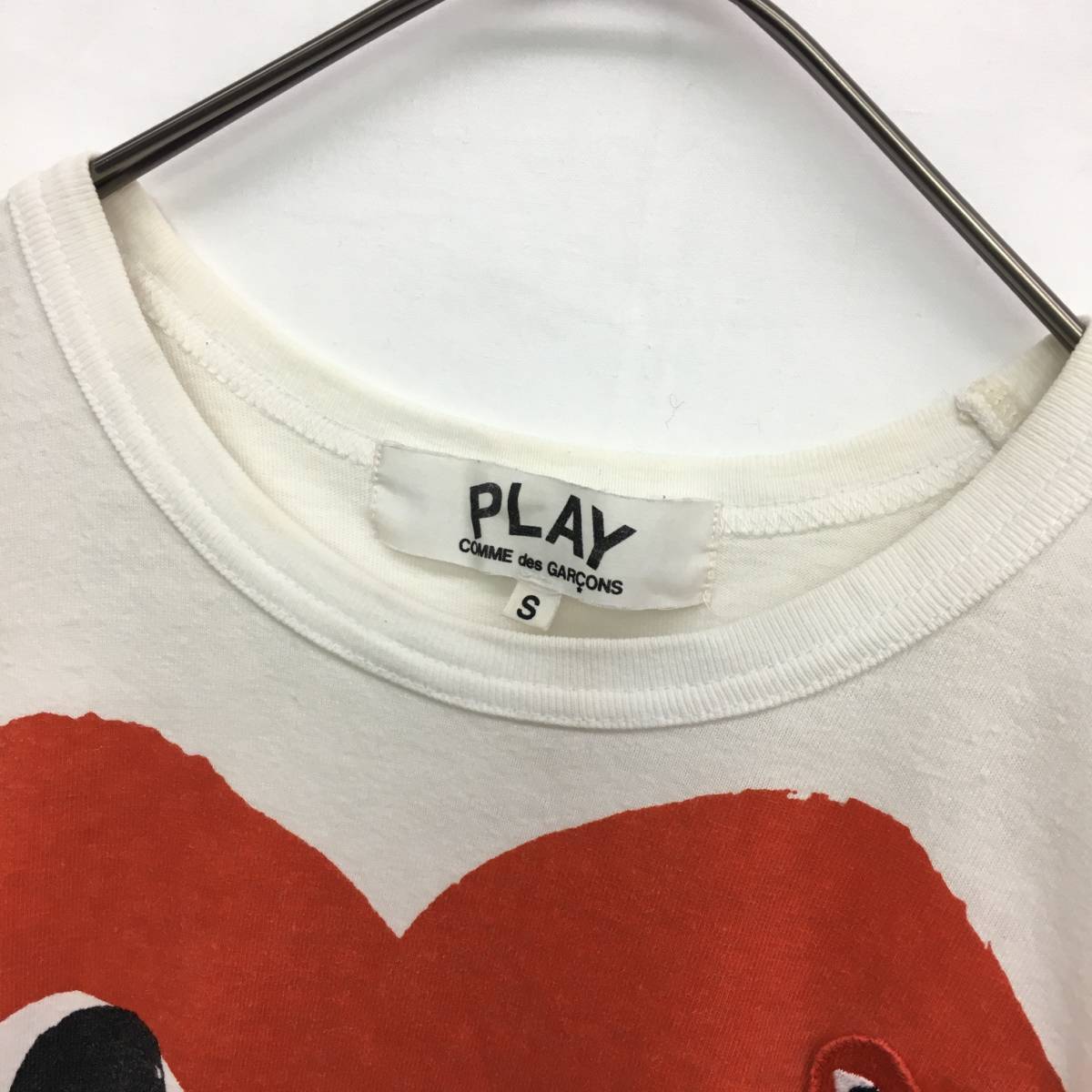 EZ2898○PLAY COMME des GARCONS 半袖 Tシャツ○S○ホワイト 白 × 赤