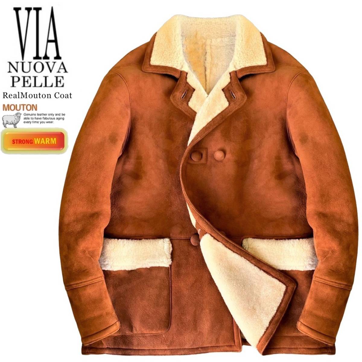 お手軽価格で贈りやすい メンズ　羊革　ヴィンテージ　ムートンコート　ムートン　ムートンジャケット　極暖 レザージャケット