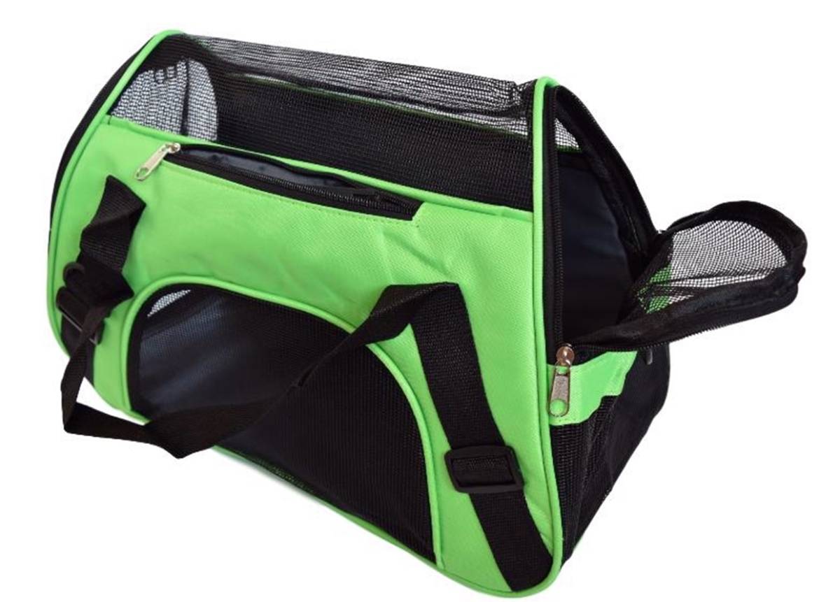  pet carry bag dog cat small animals folding going out outing 2WAY face .. travel mesh (S, green )