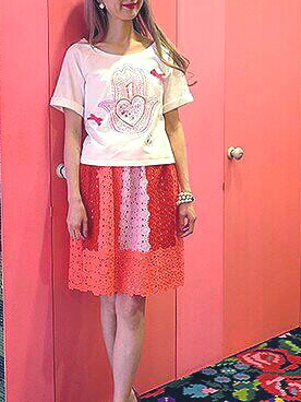 マヌーシュ MANOUSH ショーコラボ 新品Tシャツ ハート リボン 女優さんにfunが多い雑誌掲載フリーサイズ サマーセール