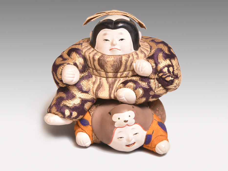 人気新品 名川春山 雪あそび 木目込人形 人形 置物 共箱