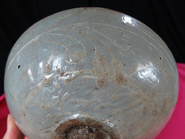 B　高麗青磁象嵌平碗　高麗時代　遺跡発掘品　朝鮮半島　陶器　青磁　象嵌_画像8