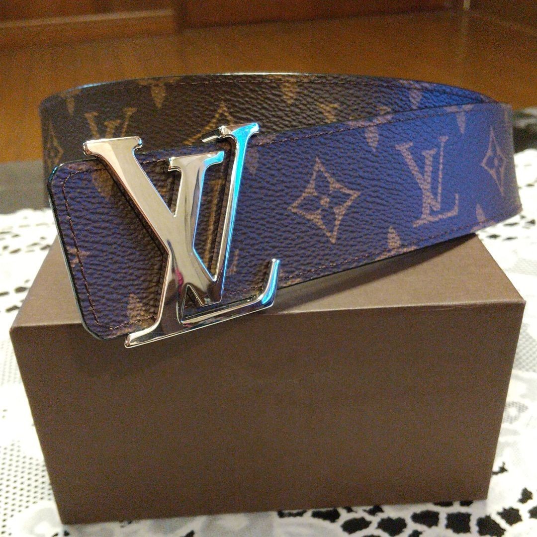 ルイヴィトン サンチュール LVイニシャル ブラウン ブロンズ金具 ベルト