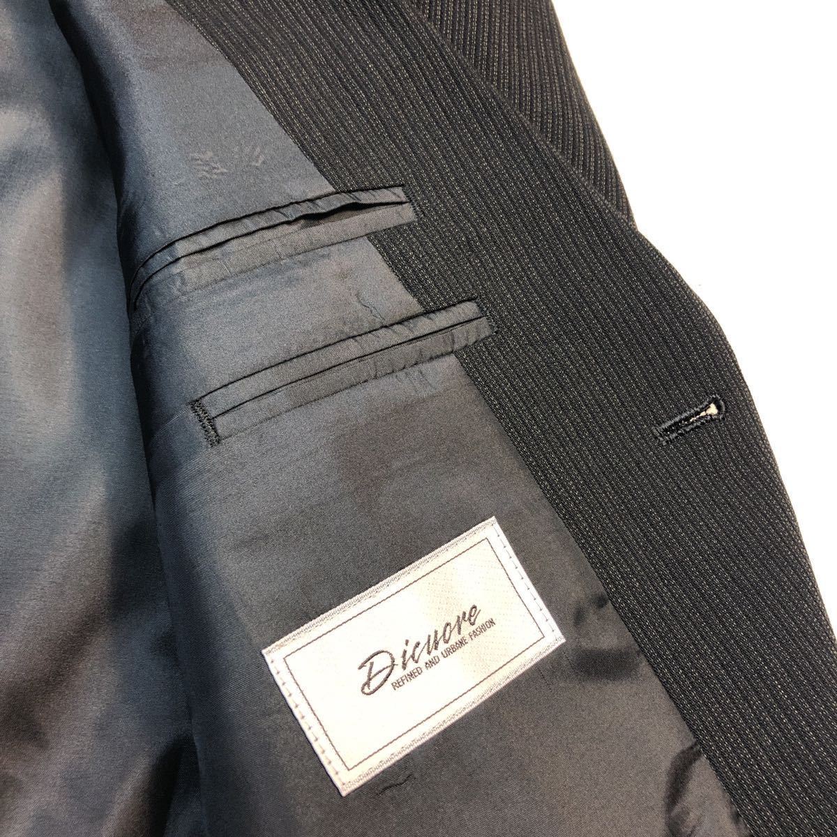 ★新品★未使用【コスパ特別】Dicuore ソフトビジネス2Bスーツ/セットアップ/うね織柄ストライプA6サイズミックスブラック系/2タック/限定_画像3