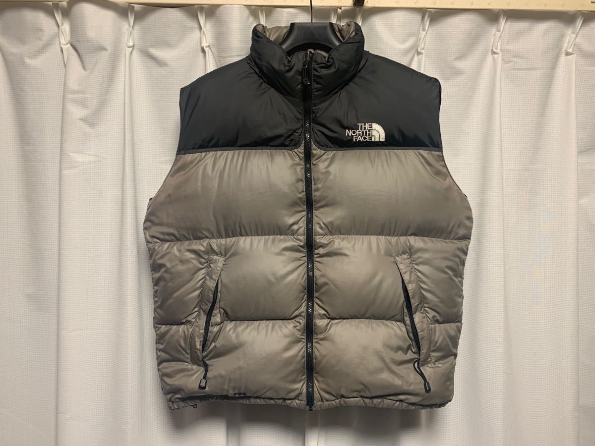 激レア THE NORTH FACE センターロゴ ヌプシ ベスト グレー XL ノースフェイス ダウン 700フィル 90s