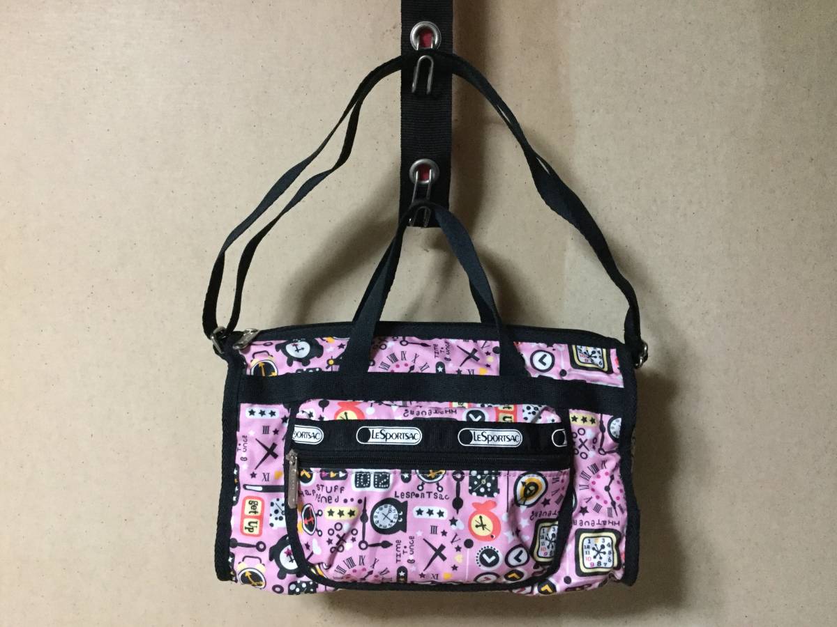 未使用★LeSportsac / レスポートサック・BROOKE（2wayショルダーバッグ）「TICK TOCK」直営店限定柄★さまざまな時計柄_画像1