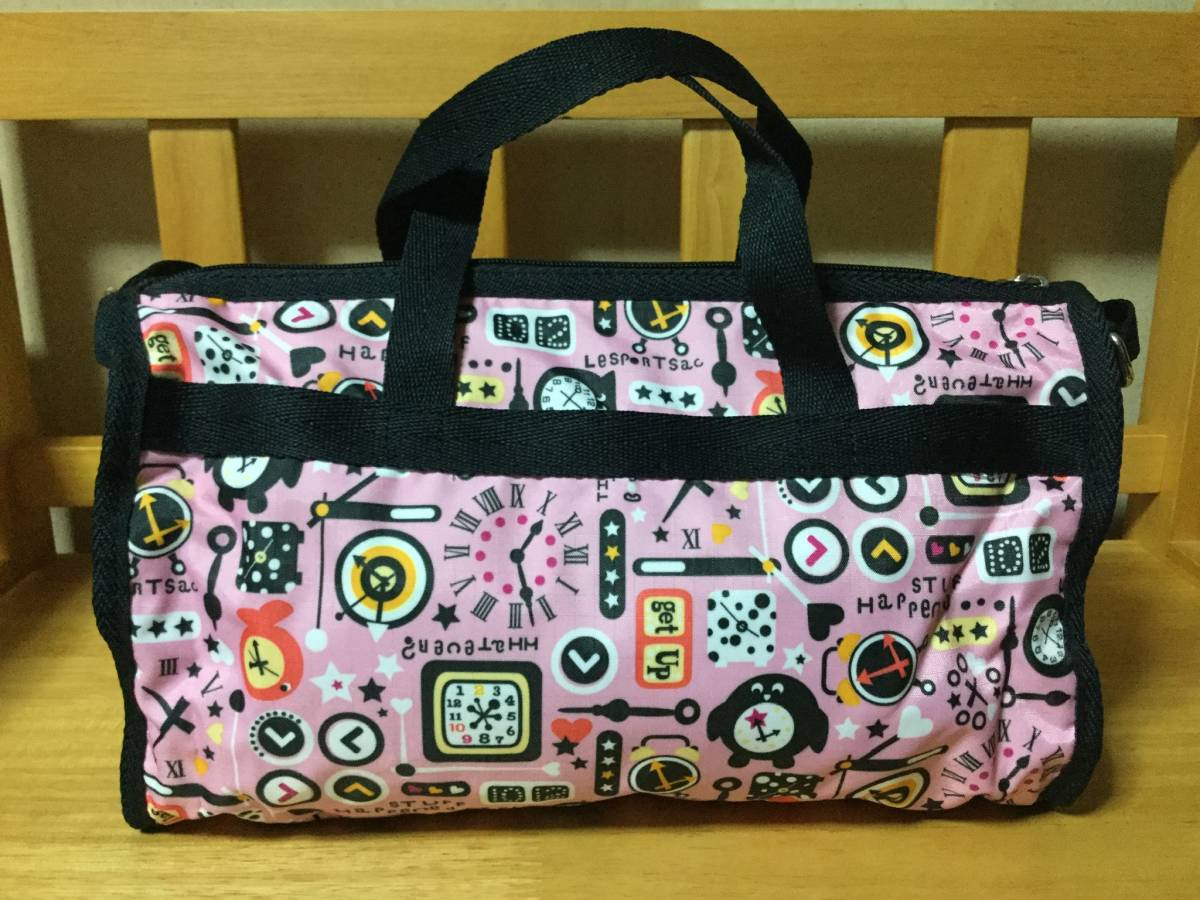 未使用★LeSportsac / レスポートサック・BROOKE（2wayショルダーバッグ）「TICK TOCK」直営店限定柄★さまざまな時計柄_画像4