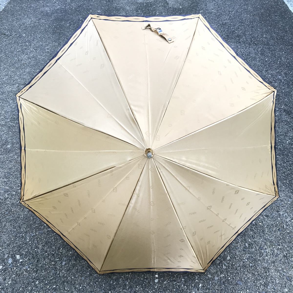 【フェンディ】本物 FENDI ロゴ総柄 FF金具 全長90cm 雨傘 雨具 アンブレラ 長傘 メンズ レディース_画像2